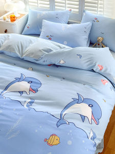 Cartoon Pure Cotton Bedding Set Childrens Single Bed Sheet Cover Student Dormitory Three Piece Set Bedding Comforter Cover