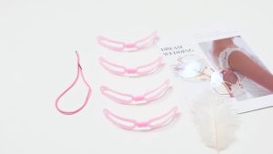 Cetakan Alis Tali Karet Anti Ribet Simetris / Thrush Card Pink Eyebrow 4in1 Sepasang untuk Alis Menawan