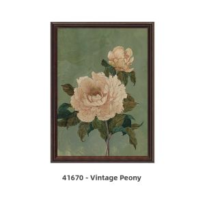 YASISHA | French Vintage Style Art Green Peony Painting