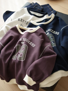 เสื้อสเวตเตอร์คอกลมแขนยาวไซส์ใหญ่สำหรับผู้หญิง เสื้อผ้าผู้หญิงฤดูใบไม้ผลิและฤดูใบไม้ร่วง สไตล์ฮิปฮอป เสื้อผ้าผู้หญิงคอกลมแขนยาว