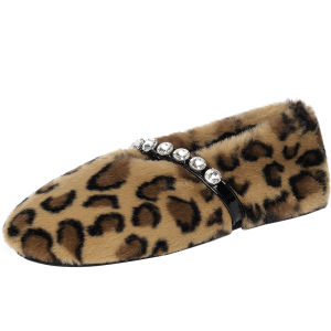 REEMOOR | Leopard Warm Fleece Lined Womens Slip-On Shoes