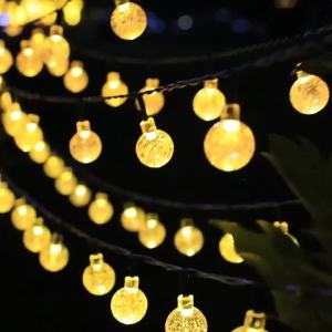 8 Modes Solar Light Crystal Ball Honey Bee LED String Lights Fairy Lights Garlands for Christmas Party Easter Outdoor Decoration