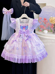 Váy Công Chúa Tay Bồng Mùa Hè Cho Bé Gái Váy Cotton Polyester Thường Ngày Cho Trẻ Em Từ 2-12 Tuổi Váy Công Chúa Màu Tím