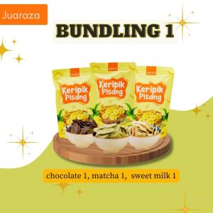 JUARAZA Paket BUNDLING 3 Pcs (Keripik Pisang Chocolate 1 pcs Keripik Pisang Matcha 1 Pcs Keripik Pisang Sweet Milk 1pcs)