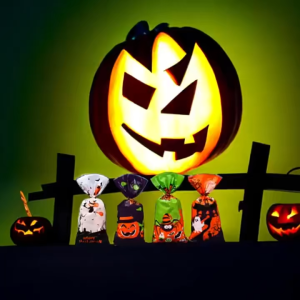 25/50pcs Kids Trick or Treat Snack Cookie Handbag Halloween PVC Candy Bags Ghost Spider Gifts Party