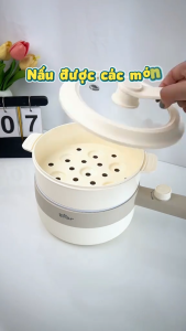 Nồi Lẩu Điện Đa Năng 1.6L Bear MC-4H16F 800W Nấu Mì Luộc Xào Kèm Xửng Hấp Bảo Hành 18 Tháng