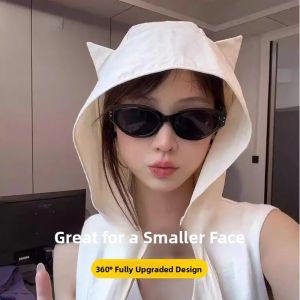 MONLEYTA | Cute Devilish Fisherman Hat Womens Thin Summer Sun Protection Earflap Cap Quick Dry Headscarf Hat Spring Autumn Universal