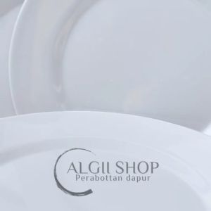 12PCS PIRING PRASMANAN BULAT CEPER D.25.5CM MELAMINE PUTIH / MELAMINE TEBAL/COD