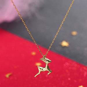 S925 Sterling Silver Necklace Womens Korean Style Animal Deer Clavicle Chain Christmas Gift Single Piece Fashion Jewelry