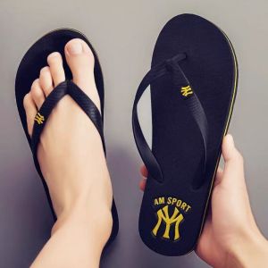 New Mens Summer Wearable Anti-Slip Soft Bottom Thong Slippers Casual Beach Sandals Trendy Footbed Slippers Breathable PVC Upgraded