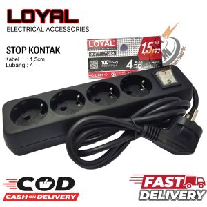 ROYAL STOP KONTAK JADI 4LUBANG KABEL 15METER PLUS SAKLAR ON/OF BODY ANTI API TERMINAL KUNINGAN SNI.