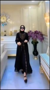 ZIFA FASHION // COD // FADYA DRESS ABAYA // ARABIAN DRESS CRUTY MIX JERSEY // READY SIZE M L XL XXL // ABAYA HITAM TERBARU // ARABIAN MUSLIMAH TRENDY // *DZ