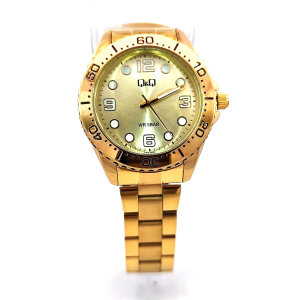 Q&Q Q07A-003PY* All-Gold Mens Sporty Stainless Steel Watch
