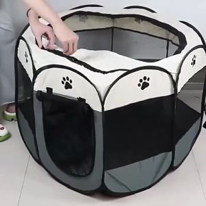 Pagar Tenda Lipat Portabel Dengan 8 Panel Untuk Kucing Anjing Lipat Hewan Bahan Kain/Tenda Kucing/Tempat Kucing/kandang Kucing/kandang Kucing Portable/rumah Anjing