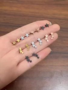 punk Stainless Steel Lightning Bolt Earrings for women men Prevent Allergy Metal gold color   tragus piercing earring