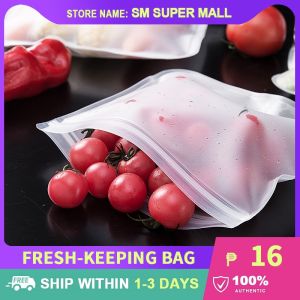 【Reusable】Utility Food Storage Bags with Double Zipper Leakproof Kitchen Freezer Fresh-keeping Bag Snack Organizer Bag