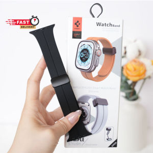 Magnetic Spigen strap For Apple watch Ultra/Ultra 2 band 49mm 44mm 45mm 40mm 41mm 42mm 38mm Silicone band Bracelet for IWatch Series 9 7 8 se 2 6 5 4 3