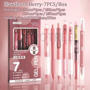 5pcs 7Pcs/Box Minimalist Transparent 0.5mm Gel Pen Signature Pen Student Quick-Drying Black Ink Pen