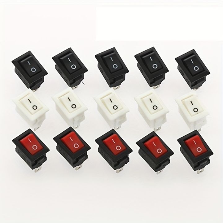 Mini Rocker Spst 15 ชิ้น Mini Rocker Switch SPST สีดําและสีแดง Snap ในสวิทช์ปุ่ม AC 250 ...