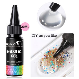 QAZIXU 20ml Mixing Gel Nail Polish UV LED Soak Off Dilute Gel Polish & Blend Glitters Clear Base Nail Art DIY Manicure Tools