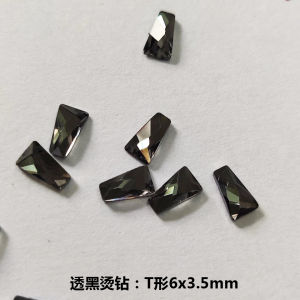 Long Diamond Heart Shaped Nail Rhinestones Flat Bottom Black Heat Transfer Nail Art Decorations Non-Falling Bottom Waterdrop Transparent