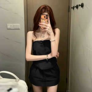 LIRUSHAN | Black Korean Style Tube Top Dress