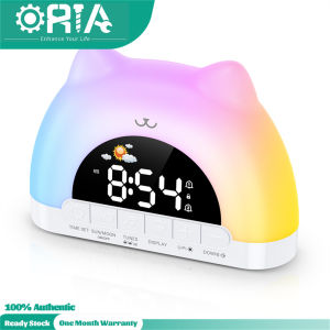 ORIA Smart Digital Alarm Clock With Night Light LED Alarm Clock with Sun & Moon for Adults Students Toddler Sleep Training Reminder Wake Up Light W/ 11 Colors 12/24H Format Dual Alarms Snooze