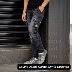 Celana Bikers Cargo Jeans Denim Slim Fit Streetch Pria Panjang Premium | Big Size 28-38 | BREEW-OUT