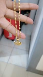 Pure 18k Pawnable Saudi Gold Necklace for Women Nasasangla Female Gold Lock Bone Chain of Water Wave Chain + Love pendant Buy 1 Take 1 Japanese and Korean fashion Jewelry Gift Wedding Necklace for Couple Online Sale