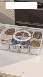 LUVHOME Clear Spice Sealed Box 8 Compartment Clear Boxs Stackable Kitchen Organizer Box Seasoning Storage Container