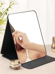 1PC Portable Compact Folding Makeup Mirror - Desktop Size Suitable for Student Dormitories Homes with Storage Function