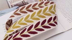 Jacquard Ribbon 3 Yards Green Embroidered Lace Trim Leaf Pattern Ribbon for Sewing Gift Wrapping Hair Accessories (Green)