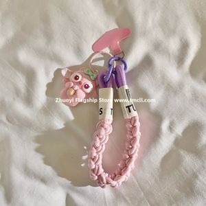 Sturdy Durable Cartoon Steezy Phone Case Charm Short Nylon Braided Lanyard Keychain Popular Cute Female Style Bracelet