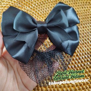 Jepit Otomat Harnet Premium Spesial HITAM- Kep Hairnet Harnet Hitam Polos-Jepit Cepol Rambut Karyawan Hitam Clips Wanita