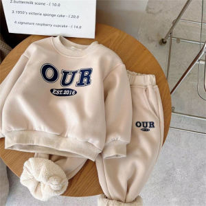 Boys Fleece Thicken Sets Winter Warm Suit Baby Girls Sweatshirts+Sweatpants 2 Pcs Kids Autumn New Outfits Children Clothes