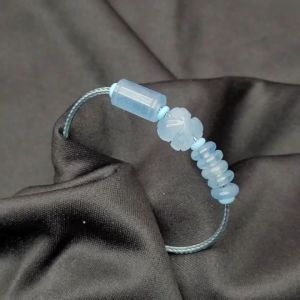 Q823 Vòng cáp lu thống ngũ điếu cỏ 4 lá Aquamarine Thủy và Mộc - Phong Thuỷ TUDO P