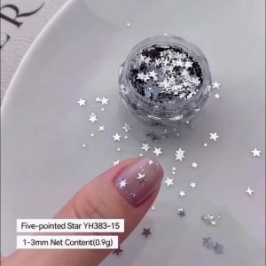 1Box (0.9g) Silver Five-pointed Star Nail Sequins Mixed 1-3mm Pentagram Holographic Glitter Nails Flakes DIY Manicure Decoration