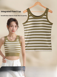 miiow | Integrated Cat Woman Stripe Backless Strapless Bra Womens Inner Wear Base Layer Outdoor Wear Sweet Style One Size Fits All