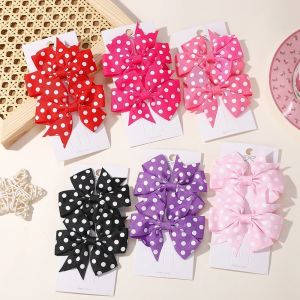 เด็ก BOWS สาวน่ารักพิมพ์ Dot Bows อุปกรณ์เสริมผมคลิปผม Handmade Bows คลิปผม Kawaii เด็กอุปกรณ์เสริม 2 ชิ้น