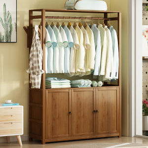 Modern Minimalist Floor Standing Solid Wood Clothes Hanger Bedroom Home Use Living Room Integrated Clothes Storage Rack