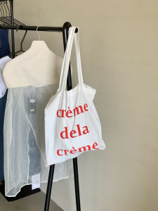 French Lazy Thin Letter Canvas Bag Women Summer Student Commuter Single Shoulder Bag Large Capacity Tote Bag Handbag