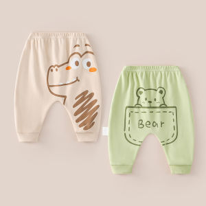 Pure Cotton Baby Pants Autumn Spring Style Kids Long Trousers Cartoon Cuffed Underwear Bottoms for 6-36 Months Boys And Girls