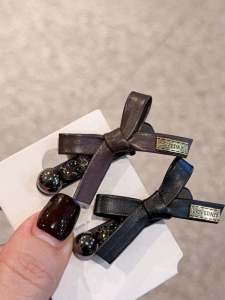 Luxurious Leather Butterfly Knot Duckbill Hair Clip Sweet Cool Pearl Fringe Side Clip Hair Accessories Korean Style Fashion