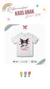 My In Baju Kaos Anak Perempuan Motif Kuromi Pita Usia 1-13 Tahun Catton Kombed 30s K102