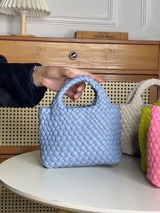 Casual Colorful Striped Crochet Women Shoulder Bags Handmade Knitted Large Tote Bag Woolen Woven Lady Handbags Big Shopper Purse