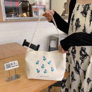 Tulip Canvas Shoulder Tote Bag Simple Fresh Style Student Class Handbag Paul Cute Single Shoulder Sailcloth Tot Bag
