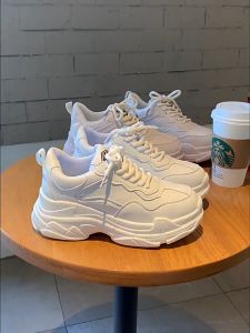 ONLYFOOT Korean Fashion Womens White Chunky Sneakers Rubber Sole Aesthetic & Casual Design