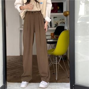 Celana Lebar Kaki Wanita Baru Versi Korea Pinggang Tinggi Setelan Celana Retro Celana Kasual Celana Longgar