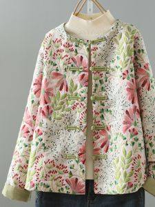 High-End Japanese Style Floral Embroidery Shirt Womens Ethnic Casual Loose Button up Top Coat Cotton Autumn Long Sleeve