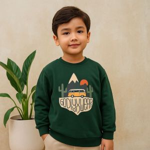 Kaos Sweater Anak Laki Laki Dan Perempuan Lengan Panjang Warna Hijau Motif Karakter Usia 1-12 Tahun Bahan Katun Premium / Baju Sweater Anak Laki Laki Perempuan Premium Gambar Karakter /Sweater Anak